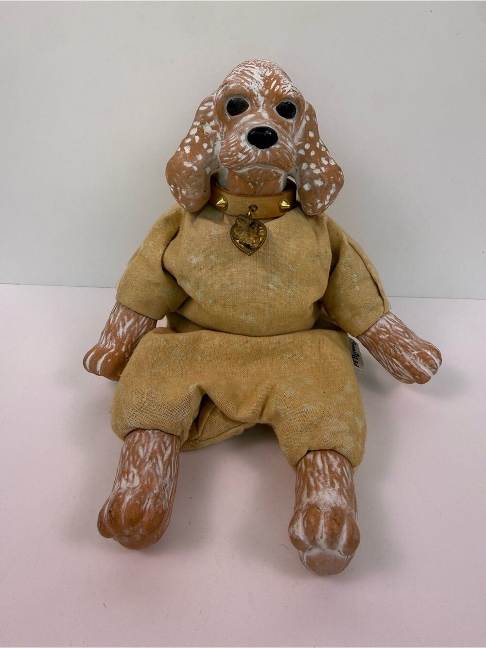 Vintage Petigrees Ceramic Spaniel Dog Beanbag Body Folk Art Farmhouse Decor